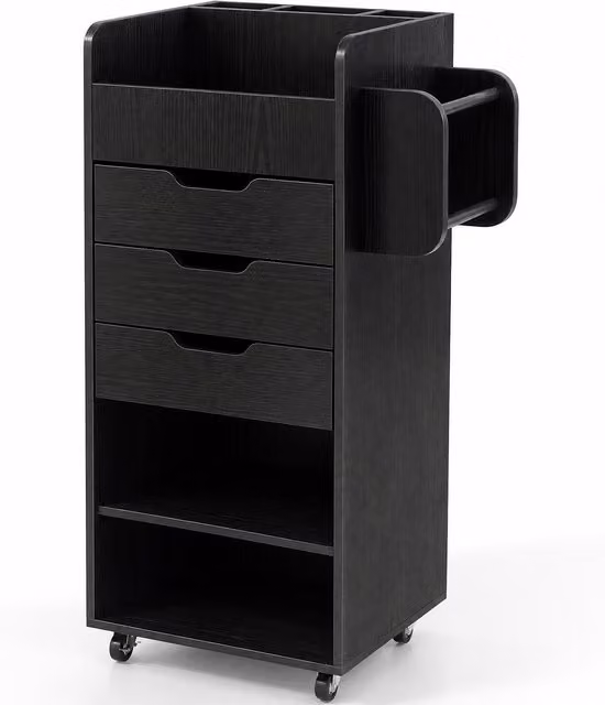 Costway Rolling Storage Cart with Castors and Lock, Black