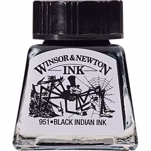 Winsor & Newton Indian Black Drawing Ink, 14 ml – 1