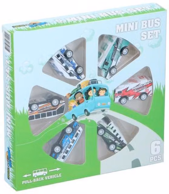 UMKYTOYS 6-Piece Pullback Mini Bus Toy Set for Kids in Multicolour