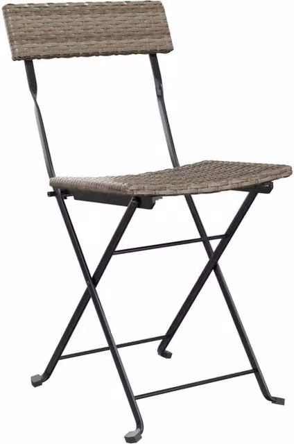 Berkfield Home Beautiful Folding Bistro Chairs, 2 Piece Set in Grey Poly Rattan and Steel