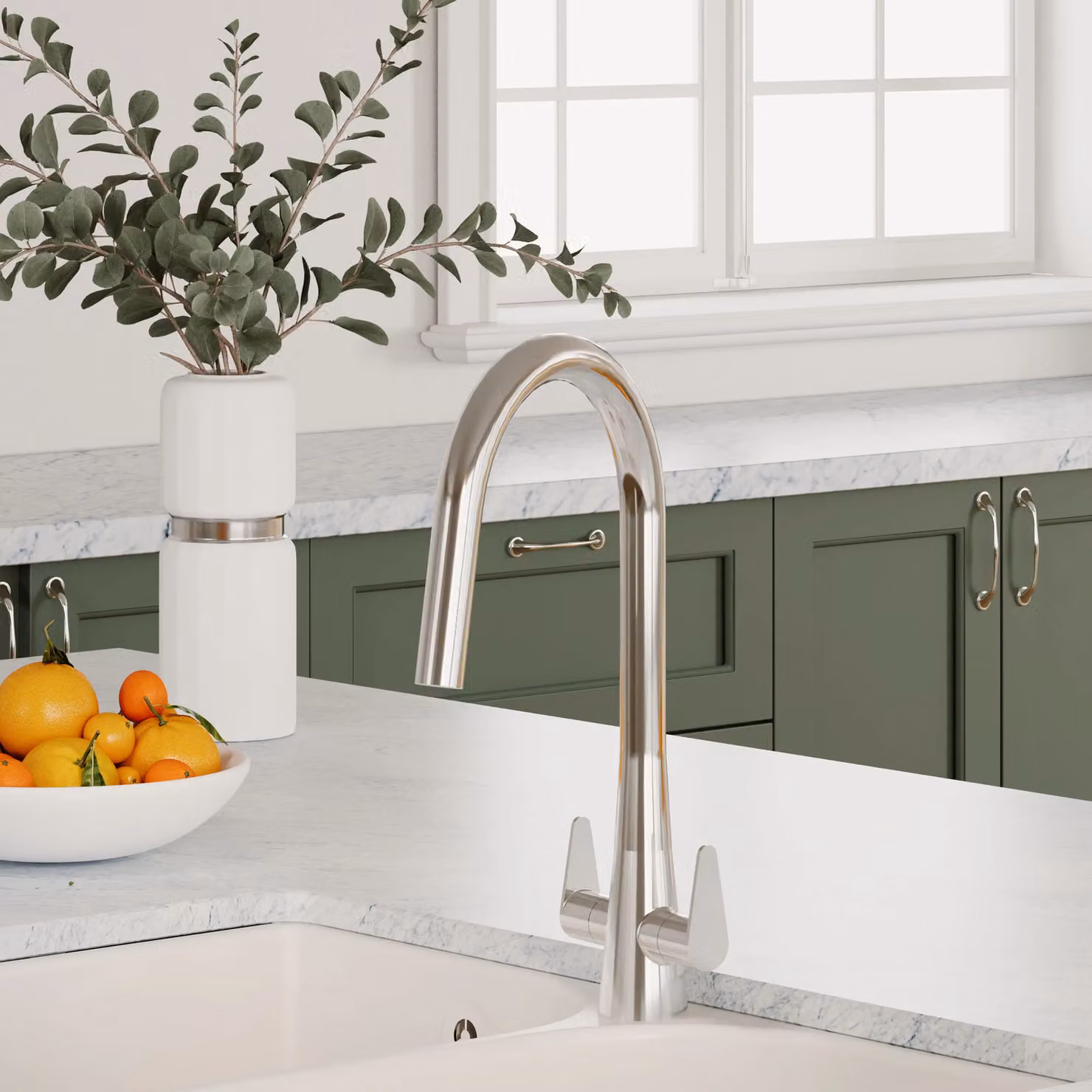 Balterley Kitchen Mono Mixer Tap, Dual Lever, Chrome Silver, H 39.8 cm – 2