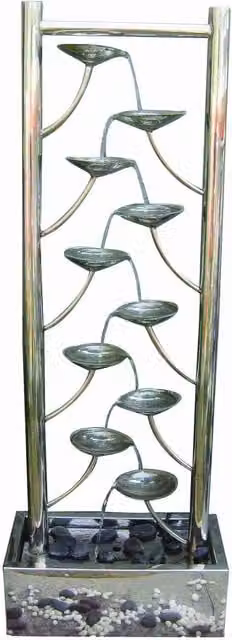 Tranquility Santiago Rectangular Stainless Steel Solar Powered Cascade Water Feature in Grey and Silver