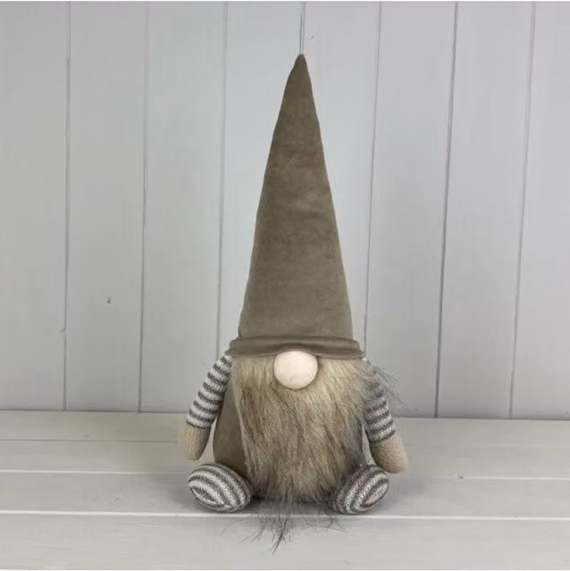KDMD Grey Fabric Striped Gonk Christmas Decoration with LED