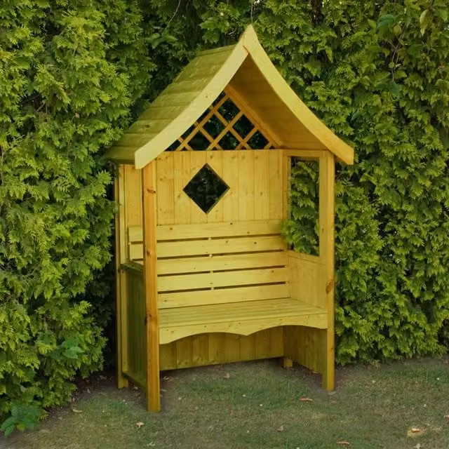 Shires Arum Arbour Garden Arch Seat in Brown, H 215.9 cm x W 123.6 cm x D 65.4 cm