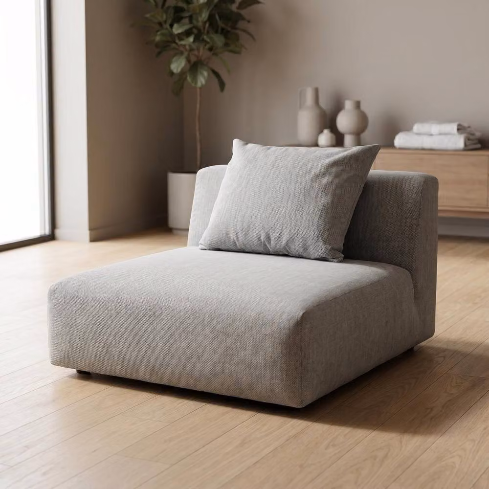 Abakus Direct Tokyo Single Seat Lounge Chair in Anthracite Grey Basket Weave Fabric – 2