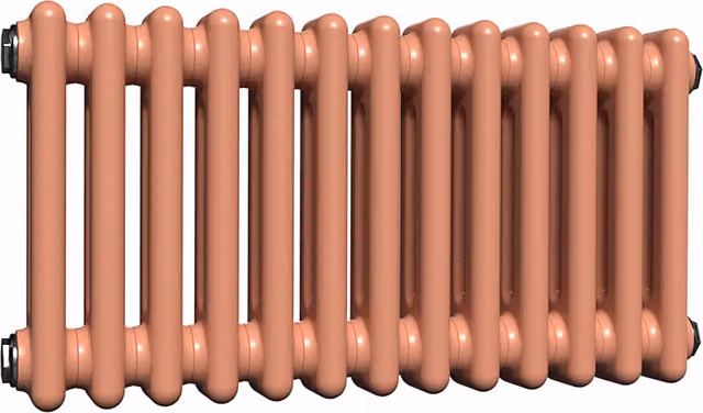 Lux Heat Horizontal 2 Column Steel Radiator in Coral, W: 30.0 cm, H: 60.5 cm