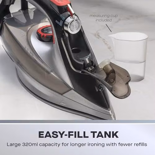 Daewoo Power Glide 3000W Steam Iron with Ceramic Soleplate and Anti-Calc Function, Black – 5