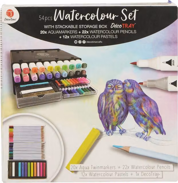 DecoTime Multicolour Watercolour Set in Deco Tray
