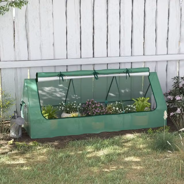 Outsunny Portable Small Polytunnel with Mesh Windows, Green