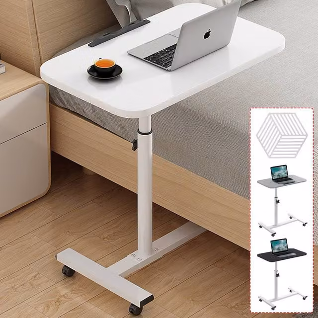 Ventryn White Mobile Adjustable Table with Castors – 1