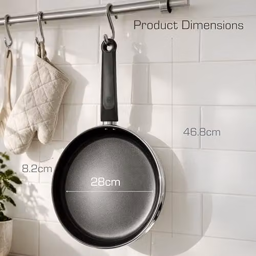 Swan Townhouse 28cm Ceramic Non-Stick Stainless Steel Frying Pan in Silver – 9
