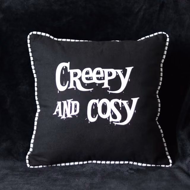 Kingsbury Gifts Creepy and Cosy Striped Square Cushion in Black and White with Removable Cotton and Polyester Cover