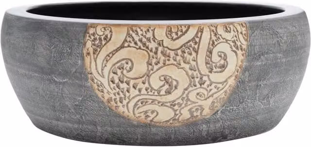 Berkfield Home Round Ceramic Countertop Basin in Black and Brown, W: 41 cm, H: 14 cm