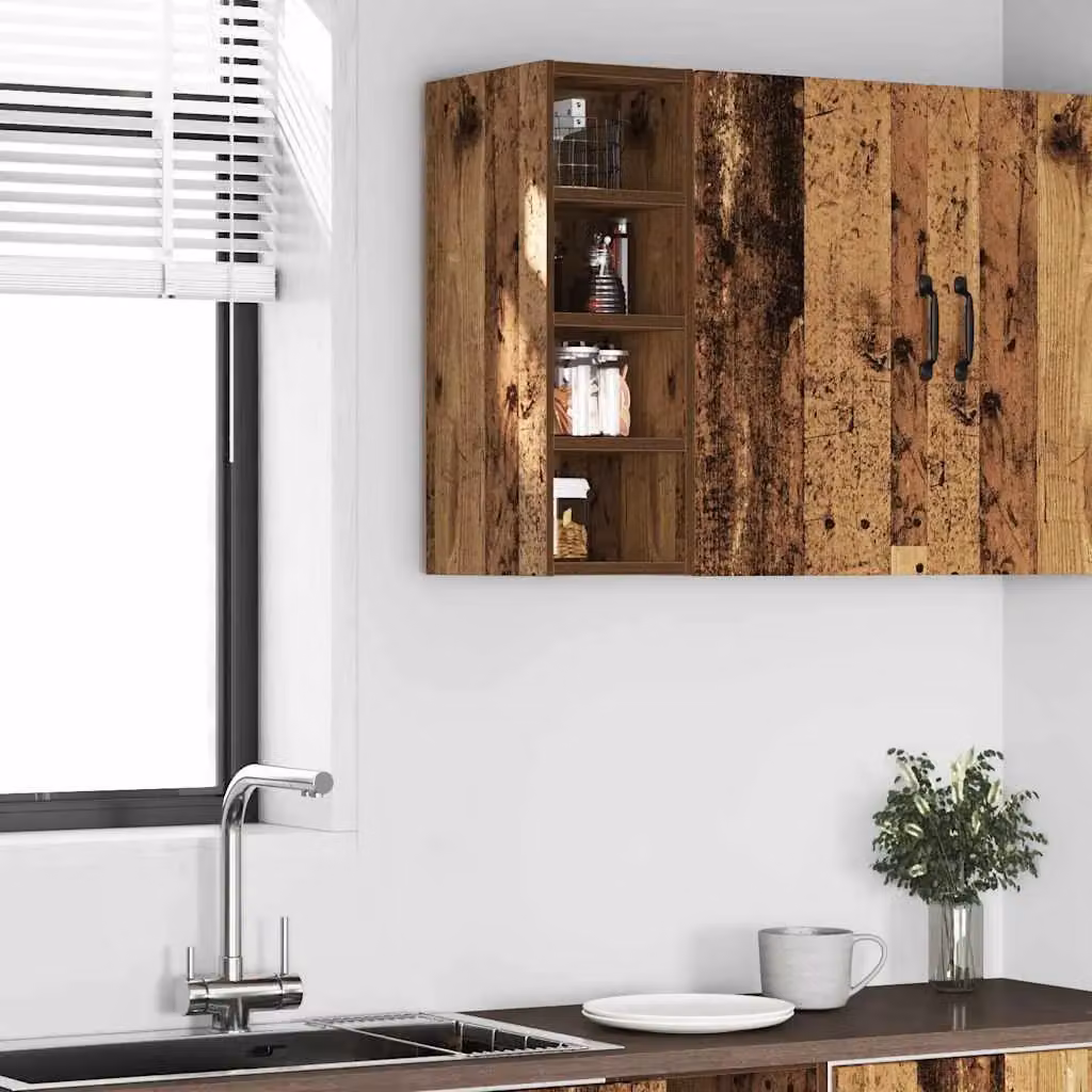 Berkfield Home Rustic Brown Hanging Wall Cabinet with Hinged Doors and Internal Shelves, W/D/H: 20 x 29.5 x 60 cm – 3