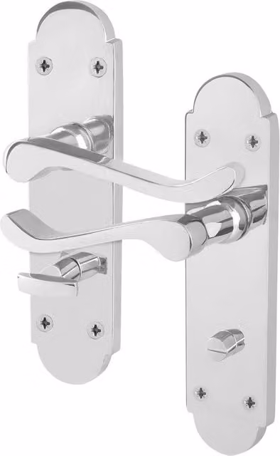 AFIT Polished Chrome Bathroom Door Handles, 1 Pair in Silver, W/D/H: 15.0 x 15.0 x 15.0 cm – 1