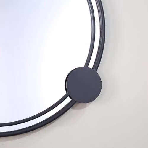 Charles Bentley Warsaw Round Wall Mounted Garden Mirror with Black Aluminium Frame, W: 65 cm, H: 58 cm, D: 58 cm – 2