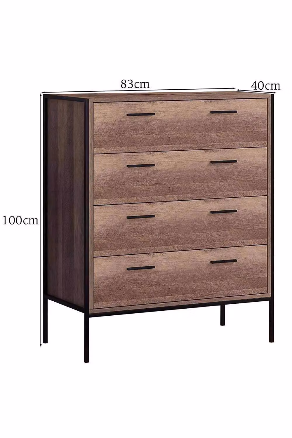 FWStyle Industrial Inspired 4 Drawer Chest of Drawers in Brown – 2