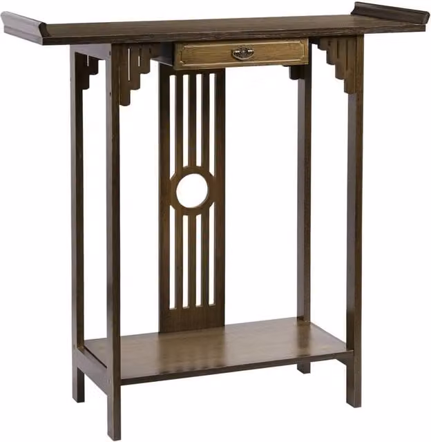 ERGOVEXA Brown Bamboo Wood Console Table for Hallway and Entryway – 1