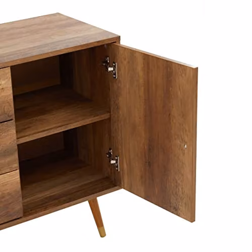Orsina Industrial Two Door Wood Sideboard in Brown, W: 114 cm, D: 39 cm, H: 70 cm – 3