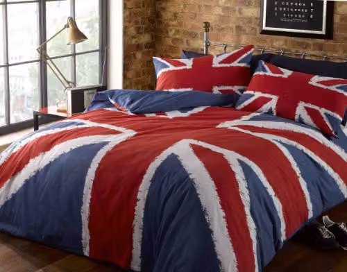 Rapport Home Union Jack Reversible Cotton Blend Duvet Cover Set with 2 Pillowcases, Red, White and Blue – 1