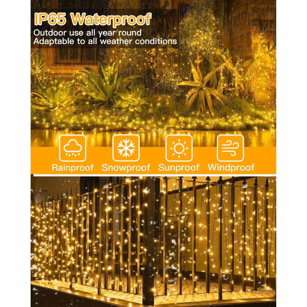 Ollny Warm White Solar String Lights with 200 LEDs, 20m Length, 8 Modes and IP44 Waterproof Rating in Black – 2