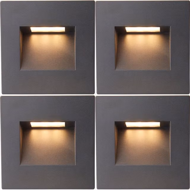 Loops 4 Pack Square Outdoor Pathway Guide Lights in Black with 1.5W Indirect CCT LED