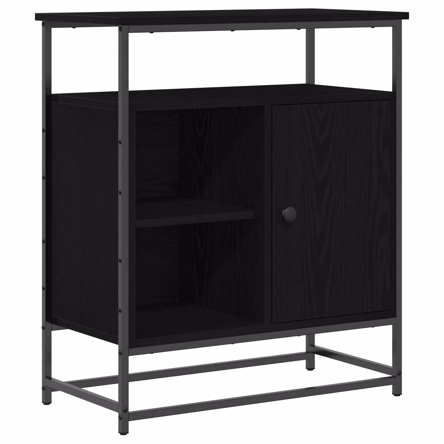 Berkfield Home Modern Black Oak Sideboard in Engineered Wood and Metal, W/D/H: 69 x 35 x 80 cm – 2