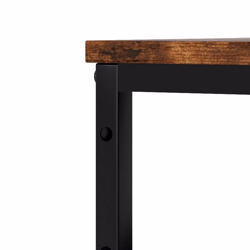 Levede Slim Side Table with Charging Station and Storage in Brown – 5