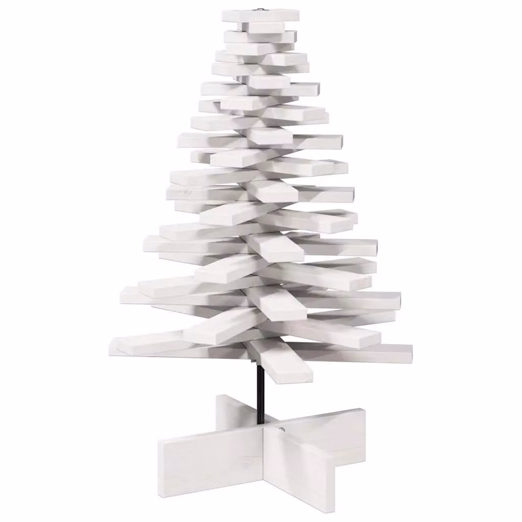 Berkfield Home White Rustic Wooden Tabletop Christmas Tree, Height: 80 cm – 2
