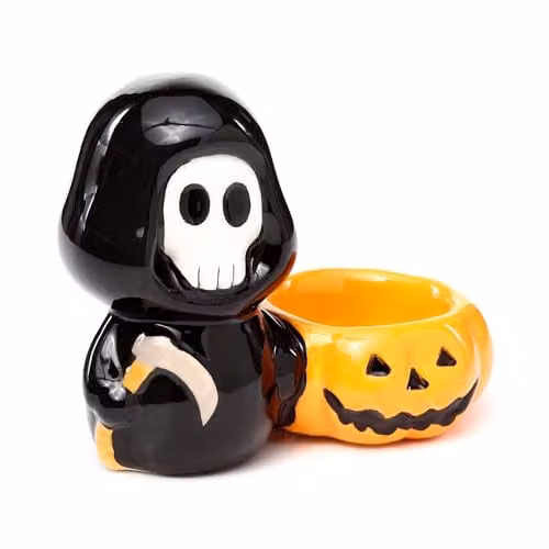 Puckator Ceramic Skull Boy Tea Light Candle Holder in Black – 1
