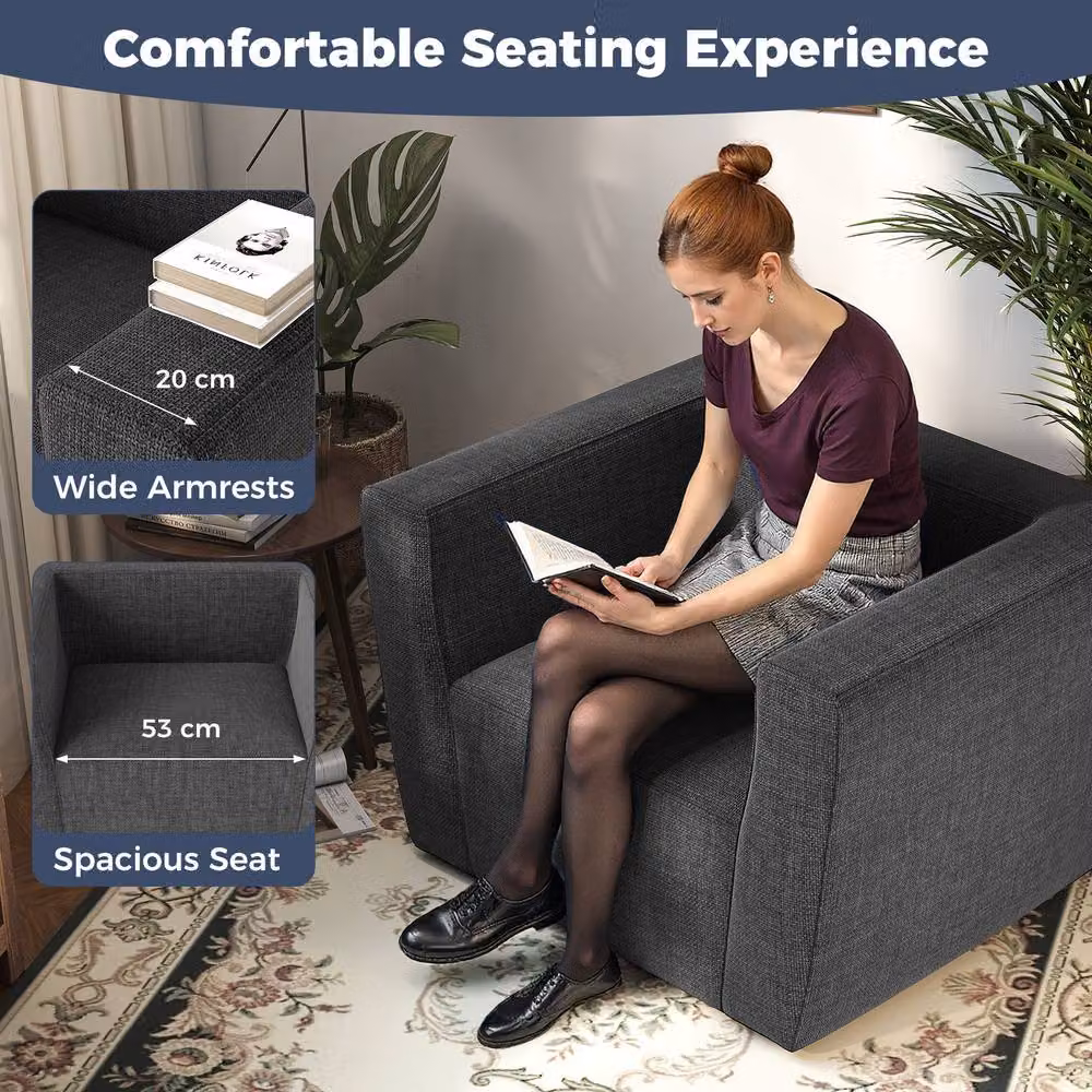 Gymax Inflatable Single Lounger Air Sofa Chair with Armrests, Grey – 6