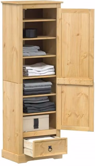 Berkfield Home Corona Wardrobe in Brown Solid Wood Pine, W/D/H: 55 x 38 x 170 cm – 1