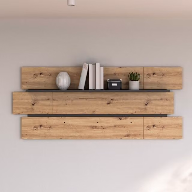 Furniture To Go Klara Wall Shelf in Artisan Oak and Brown