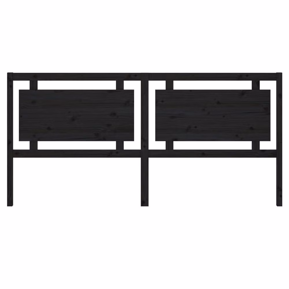 Berkfield Home Black Solid Pine Wood Bed Headboard, W: 205.5 cm, D: 4 cm, H: 100 cm – 3