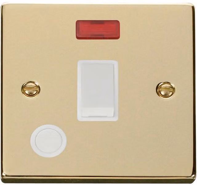 SE HOME Polished Brass Surface Mount 1 Gang 20A DP Switch with Flex and Neon in Gold and White