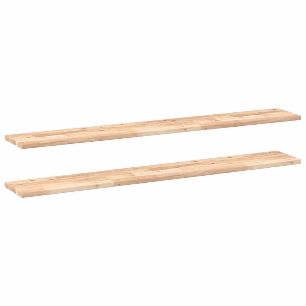 Berkfield Home Set of 2 Floating Shelves in Brown Untreated Solid Acacia Wood, W/D/H: 160 x 20 x 2 cm
