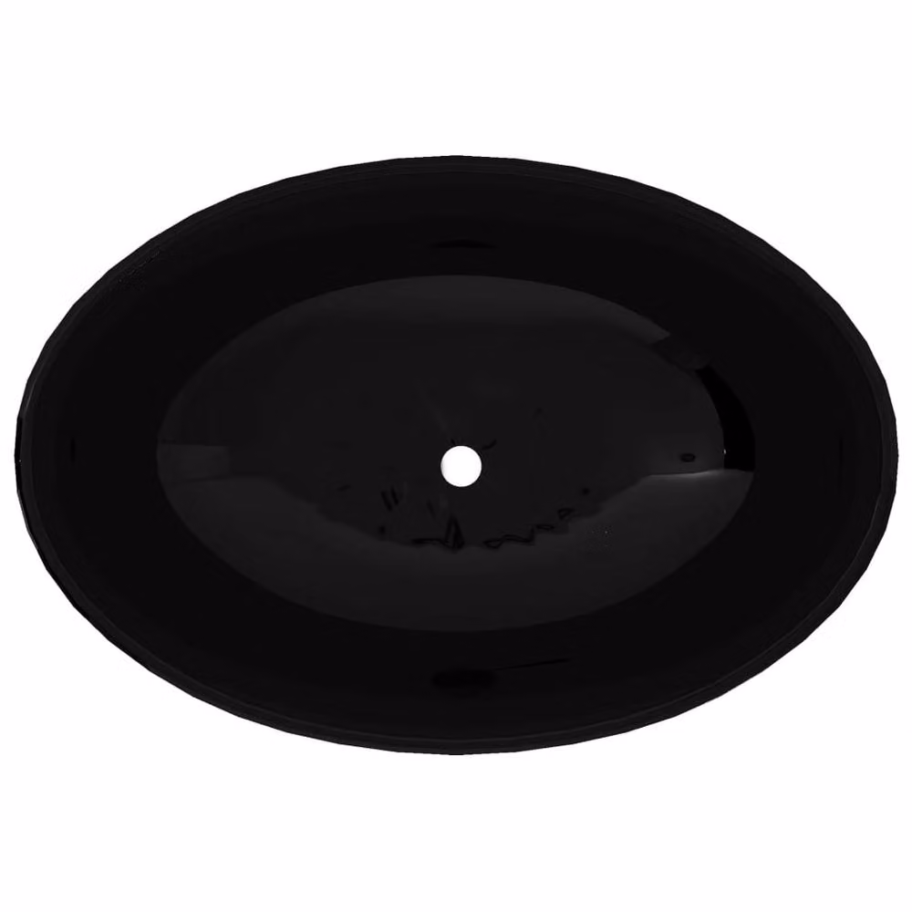 Berkfield Home Luxury Oval Ceramic Basin in Black, W: 40 cm, D: 33 cm, H: 13.5 cm – 3