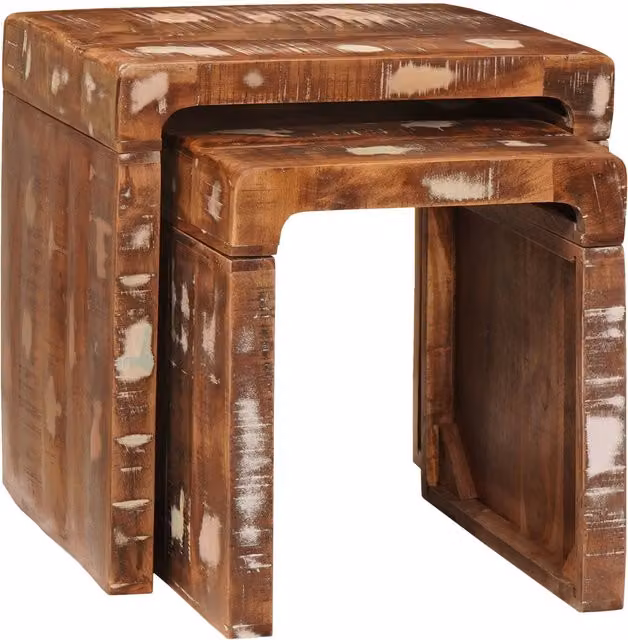 Berkfield Home Multicolour Solid Reclaimed Wood Nested End Tables
