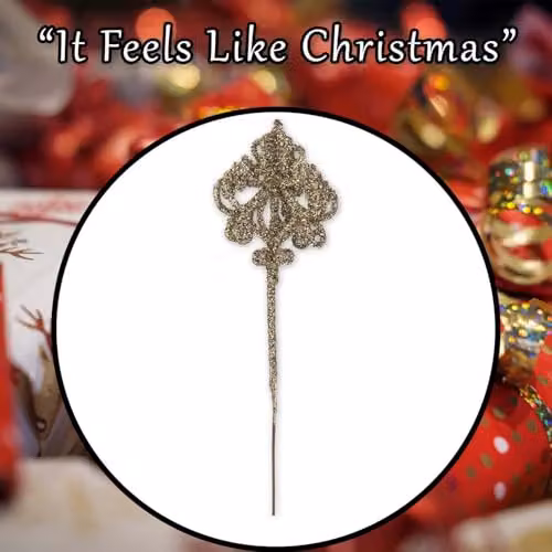 VFM e-Store Christmas Floral Pendant Hanging Ornament in Beige and Gold, H 48 cm x W 14 cm – 6