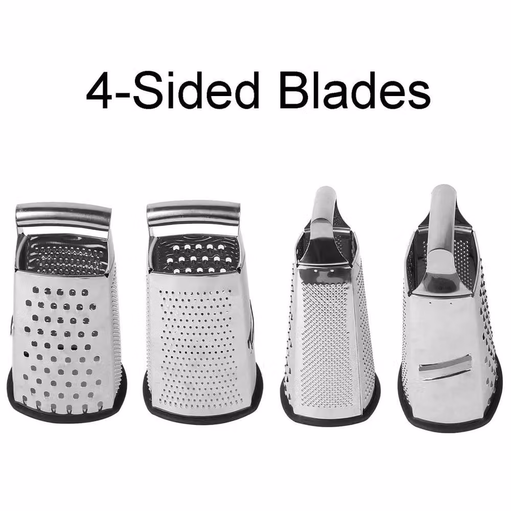 PAWNORA Stainless Steel 4 Sided Box Grater and Vegetable Slicer in Silver, W/D/H: 100 x 15 x 13.5 cm – 2