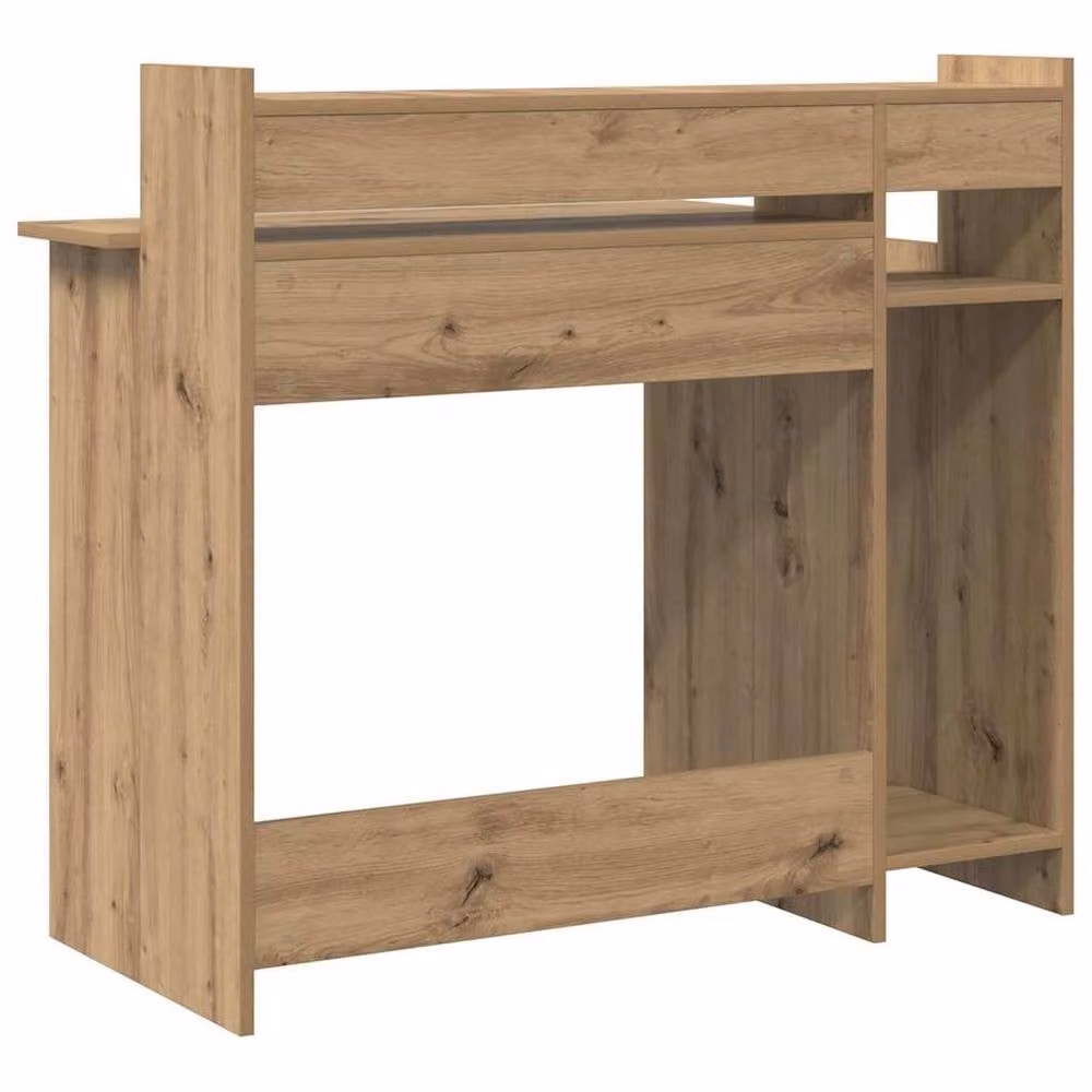 Berkfield Home Modern Writing Desk with Storage Shelf in Brown Artisan Oak Finish – 5