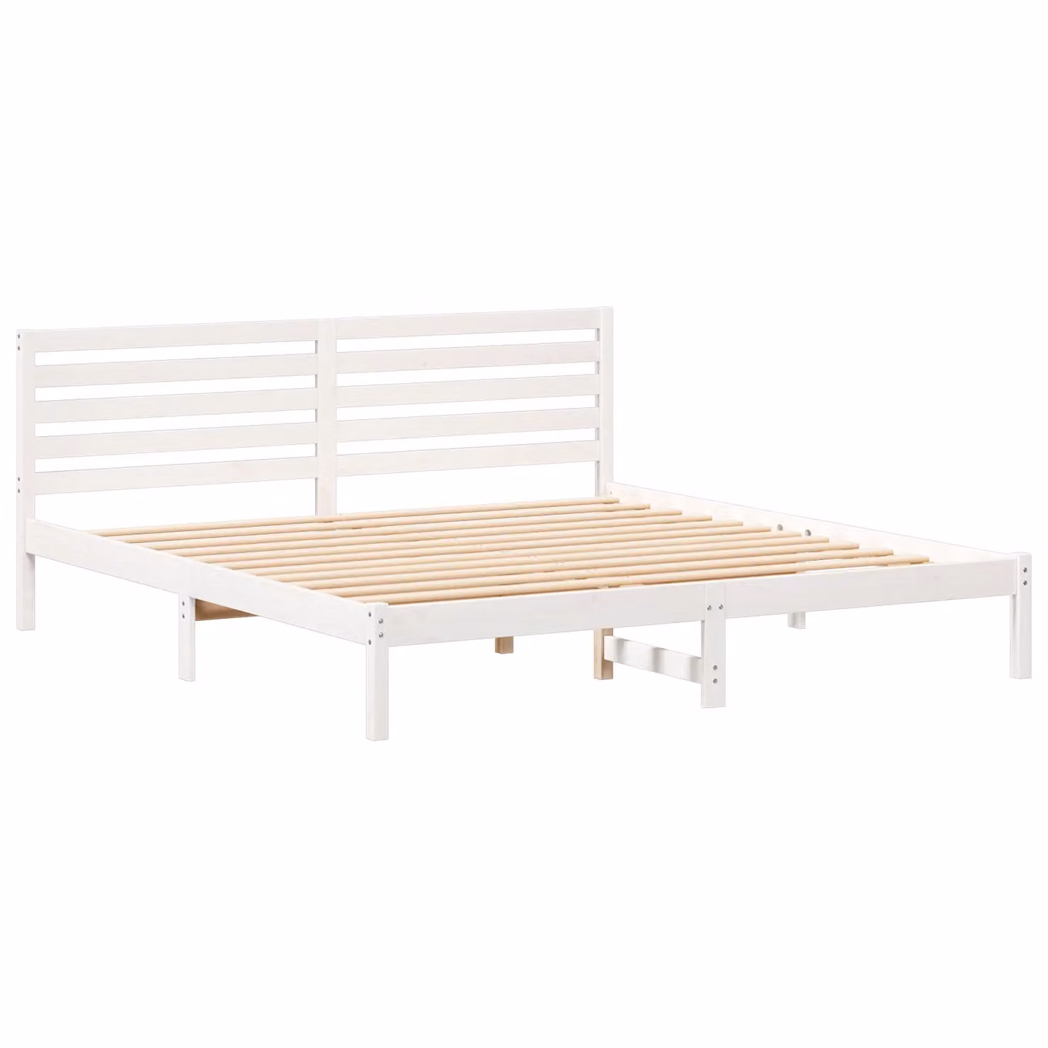 Berkfield Home White Solid Pine Wood Bed Frame with Headboard W/D/H: 200 x 160.5 x 80.5 cm – 2