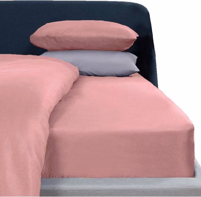 Brentfords Plain Microfibre Fitted Bed Sheet, Pink, 200 x 200 cm