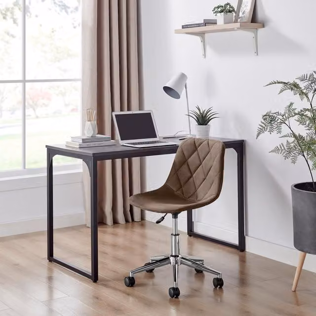 FurnitureboxUK Tessa Brown Velvet and Silver Metal Scandinavian Task Chair for Home Office – 1
