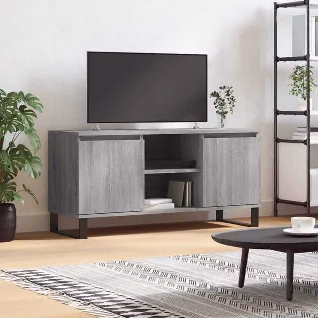 Berkfield Home Grey Sonoma TV Cabinet in Engineered Wood W/D/H: 104 x 35 x 50 cm