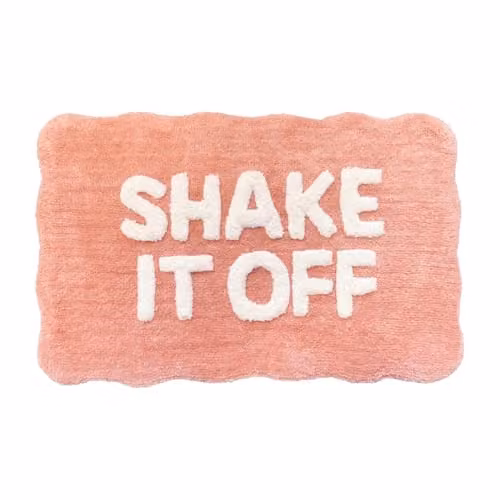 Mooky Mats Shake It Off Scalloped Bath Mat in Pink, W: 50 cm, D: 80 cm, Non-Slip and Absorbent