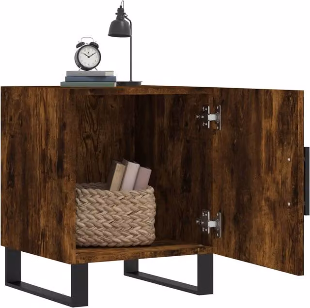 Berkfield Home Modern Bedside Cabinets, 2 Piece Set in Smoked Oak Brown, W/D/H: 40 x 40 x 50 cm – 1