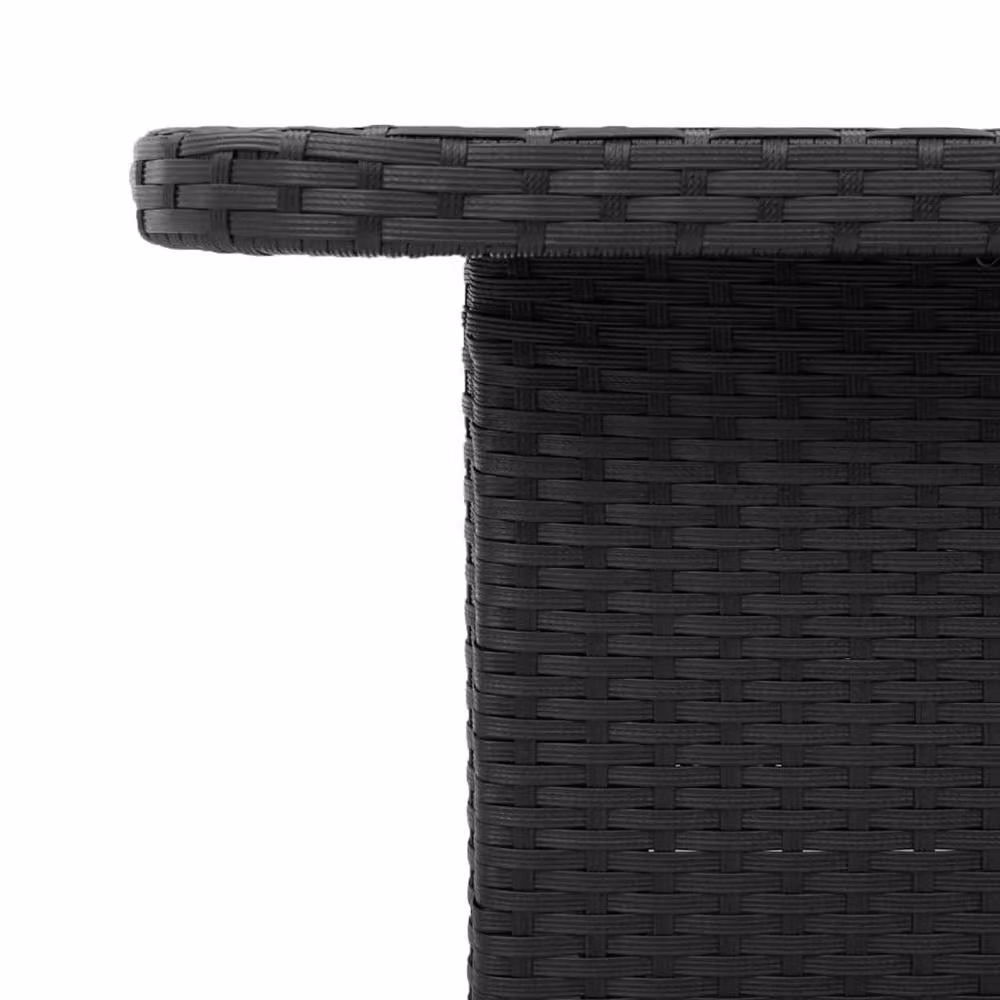 Berkfield Home Black Poly Rattan and Oiled Acacia Wood Garden Table W/D/H: 110 x 110 x 71 cm – 4