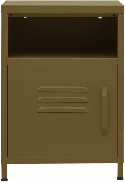 Berkfield Home Metal Nightstand in Matt Olive Green, W/D/H: 35 x 35 x 51 cm – 1