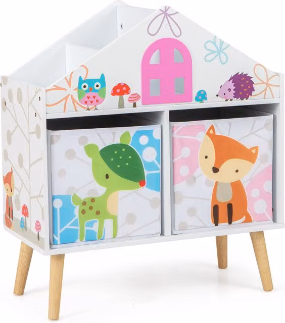COSTWAY House-shaped Childrens Bookshelf in White with Adjustable Shelves and Back Panel